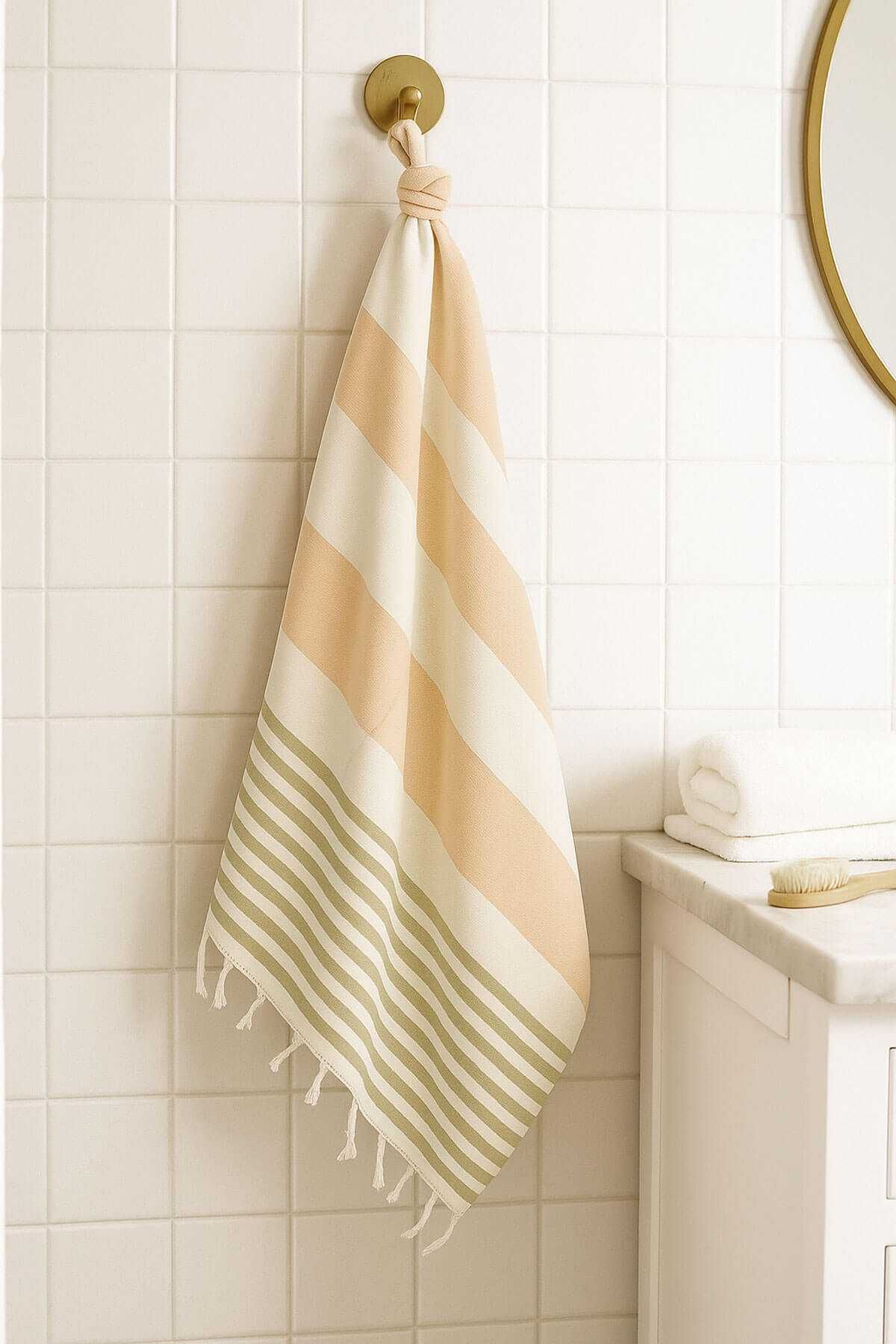 Mimoza Unisex Peştemal Plaj Havlusu 100x180 Cm %100 Pamuklu Soft Kahve-Açık Kahve 2 resmi