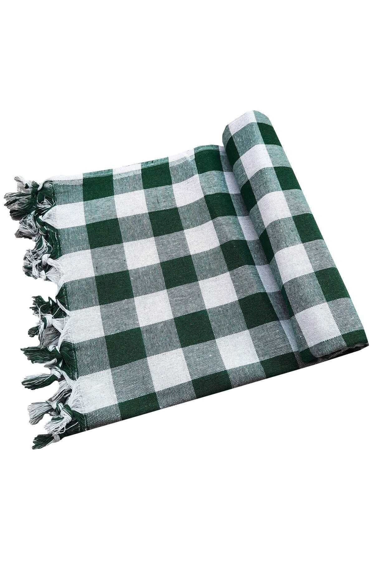 150x150 Cm Kareli Yer Sofra Bezi Piknik Masa Örtüsü Saçaklı resmi