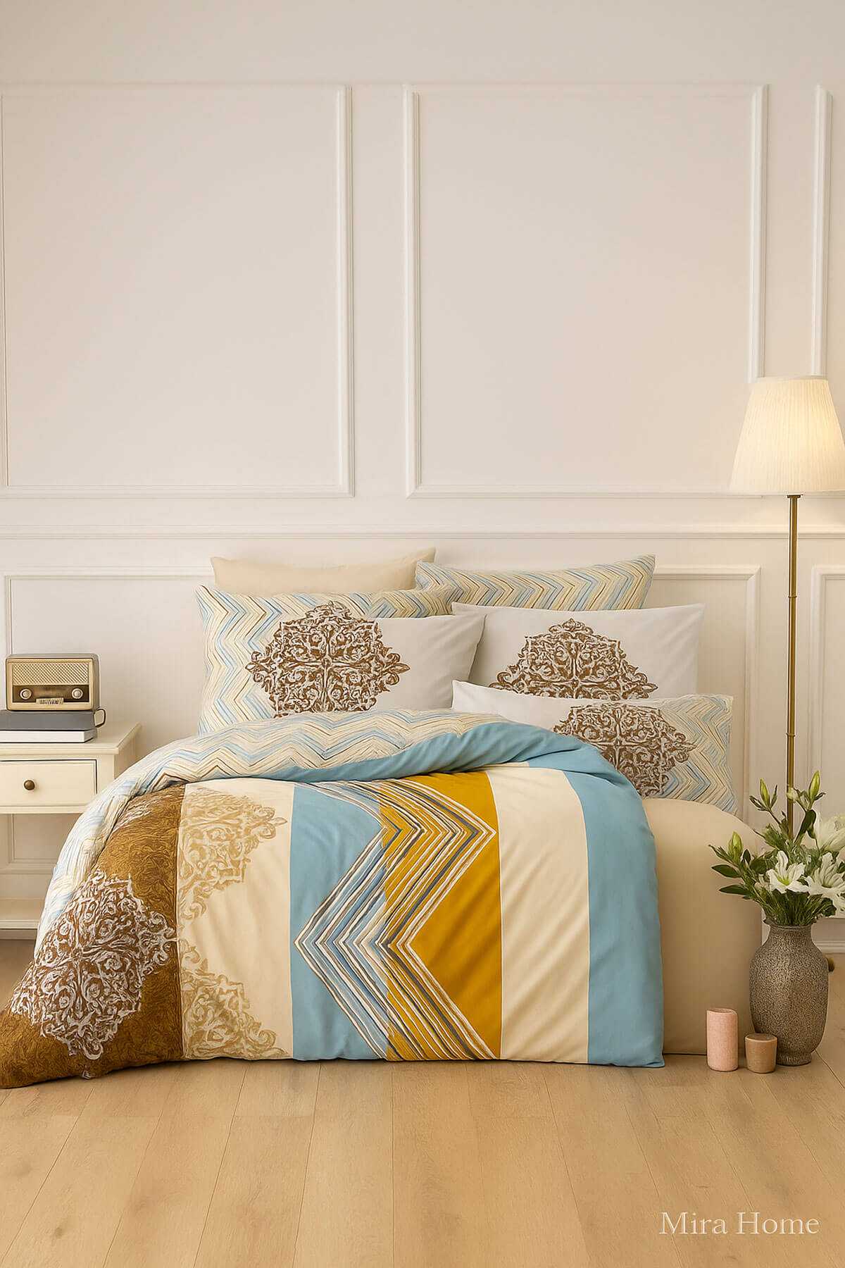 Çift Kişilik Pamuklu Nevresim Takımı Zigzag Desenli resmi