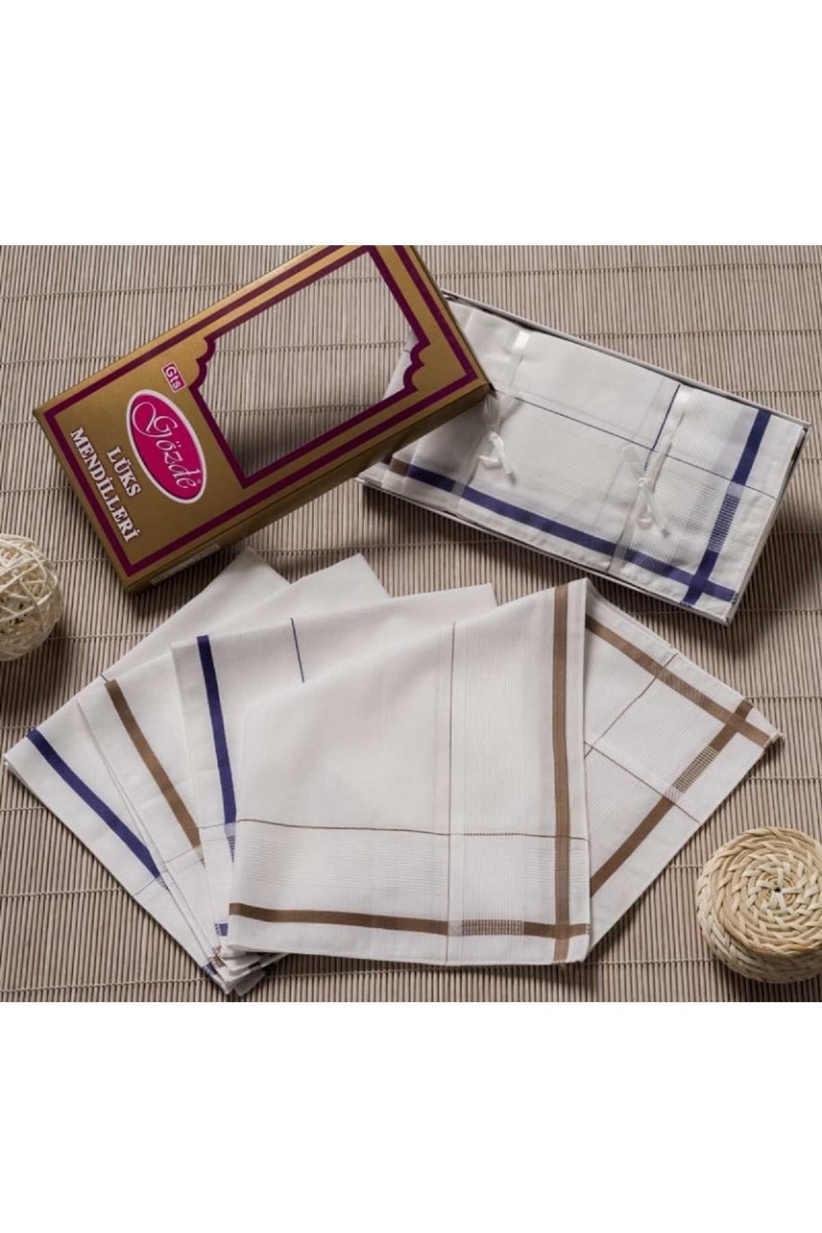 Sarı Kutulu 46x46 cm12 Adet Kumaş Mendil-GSK 01 resmi