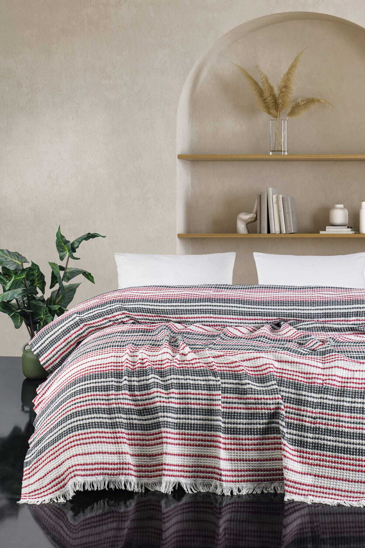 Çift Kişilik Yatak Pikesi Güneş Kırmızı Lacivert 200 x 230 Cm resmi