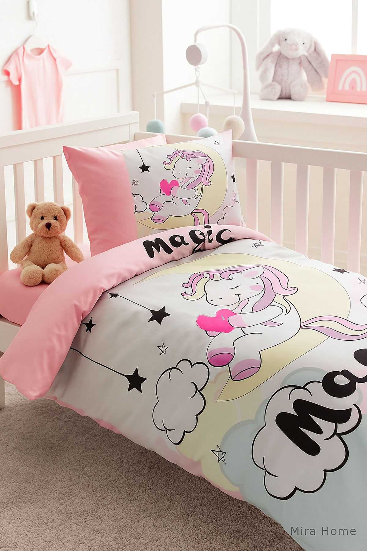 Dijital Baskılı 3d Pamuklu Yenidoğan Bebek Nevresim Takımı Magic resmi