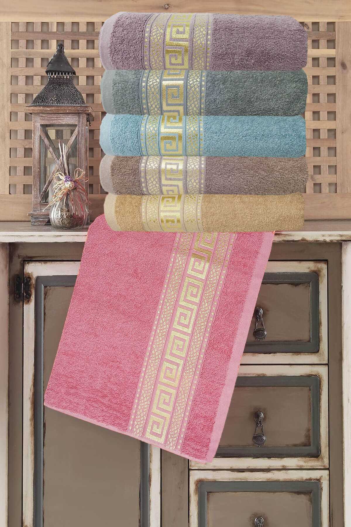 6 lı El Yüz Havlu Seti Heleni %100 Pamuk 50x90 Cm resmi