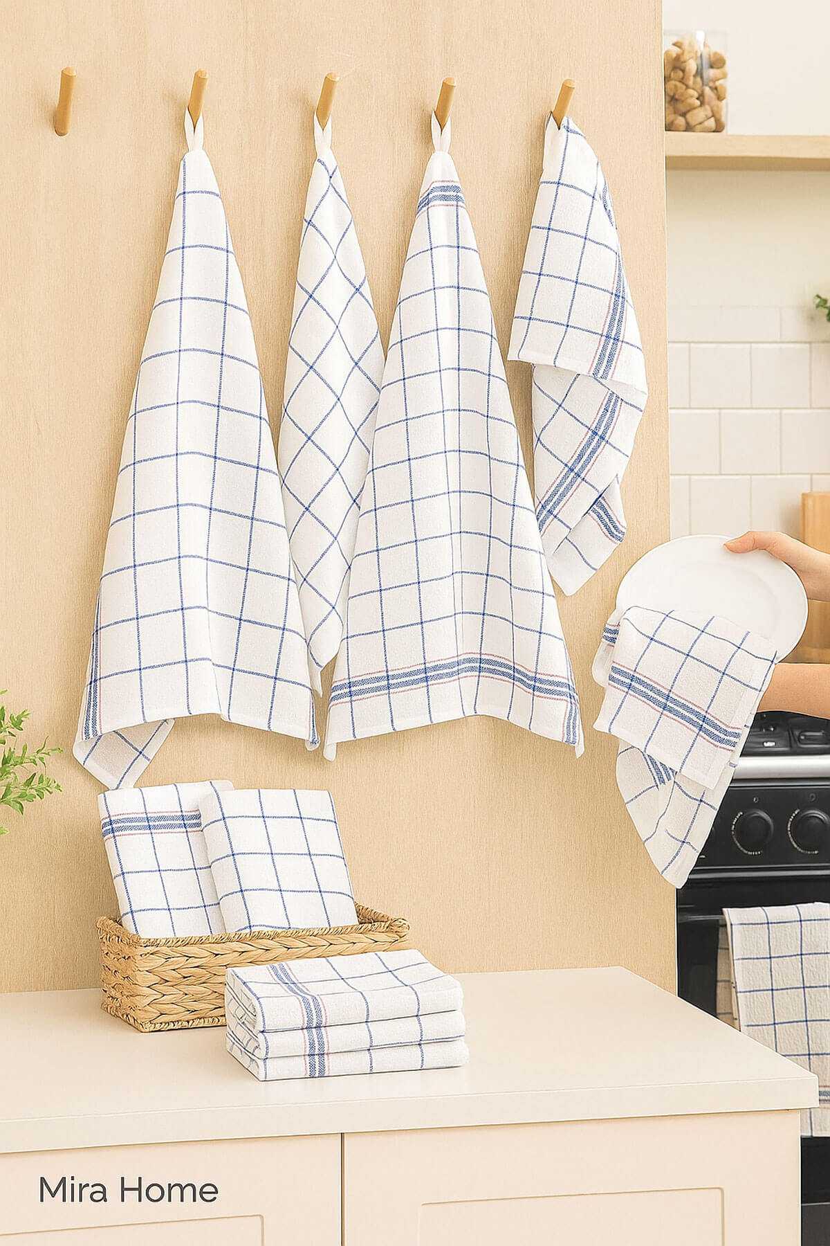 10 lu Lüks Bulaşık Kurulama Bezi ve Mutfak Peçetesi 50x70 Cm Daily Beyaz resmi