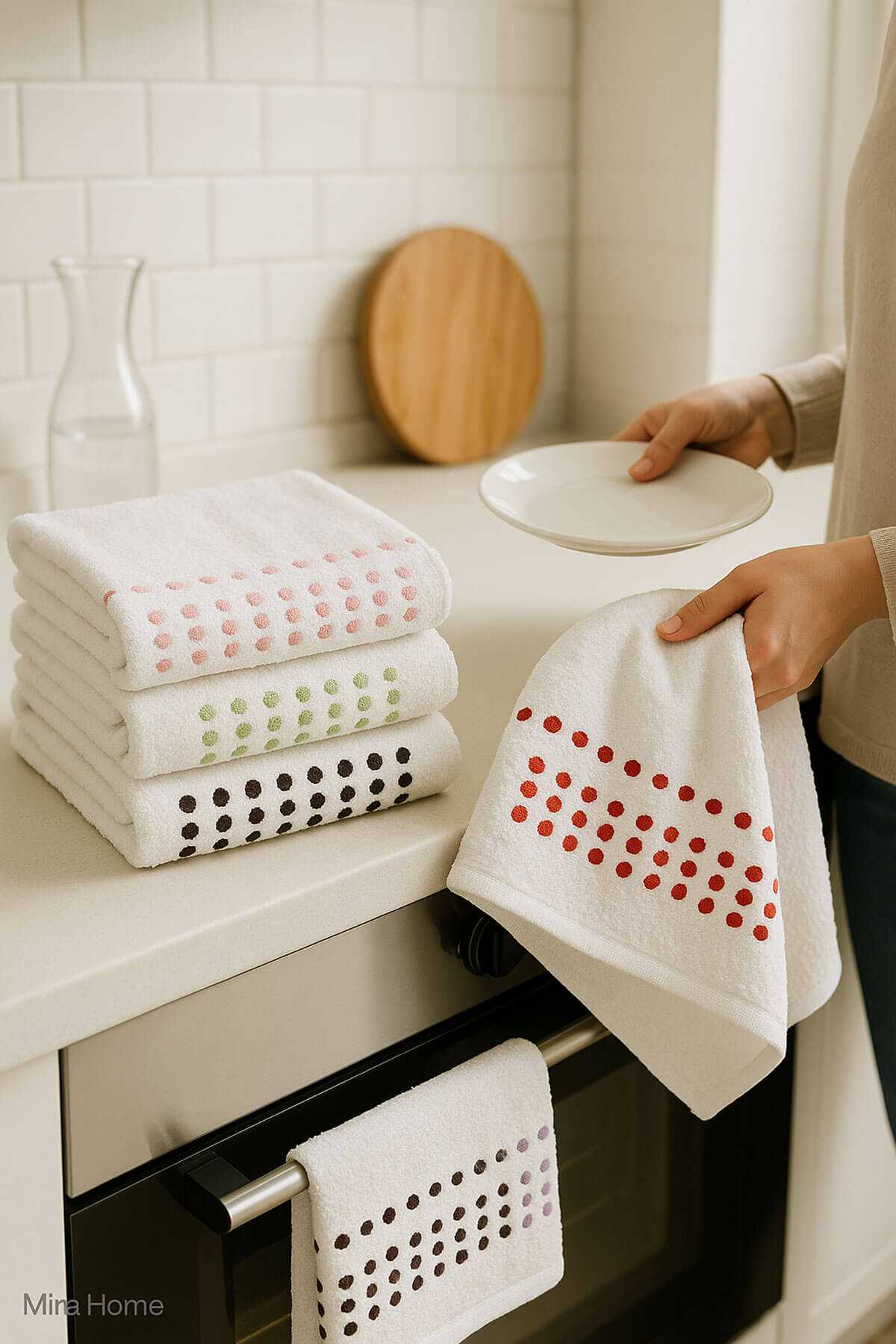 6 lı %100 Pamuklu Mutfak Havlusu Seti 30x50 Cm  Happy Points resmi