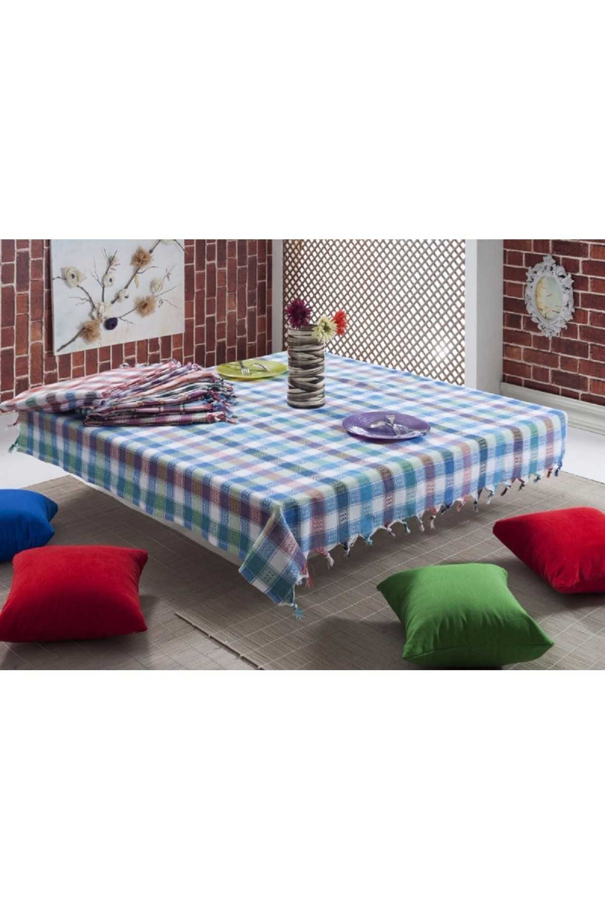 170x170 cm. Klasik Desen Üçlü Sofra Bezi / Masa Örtüsü resmi