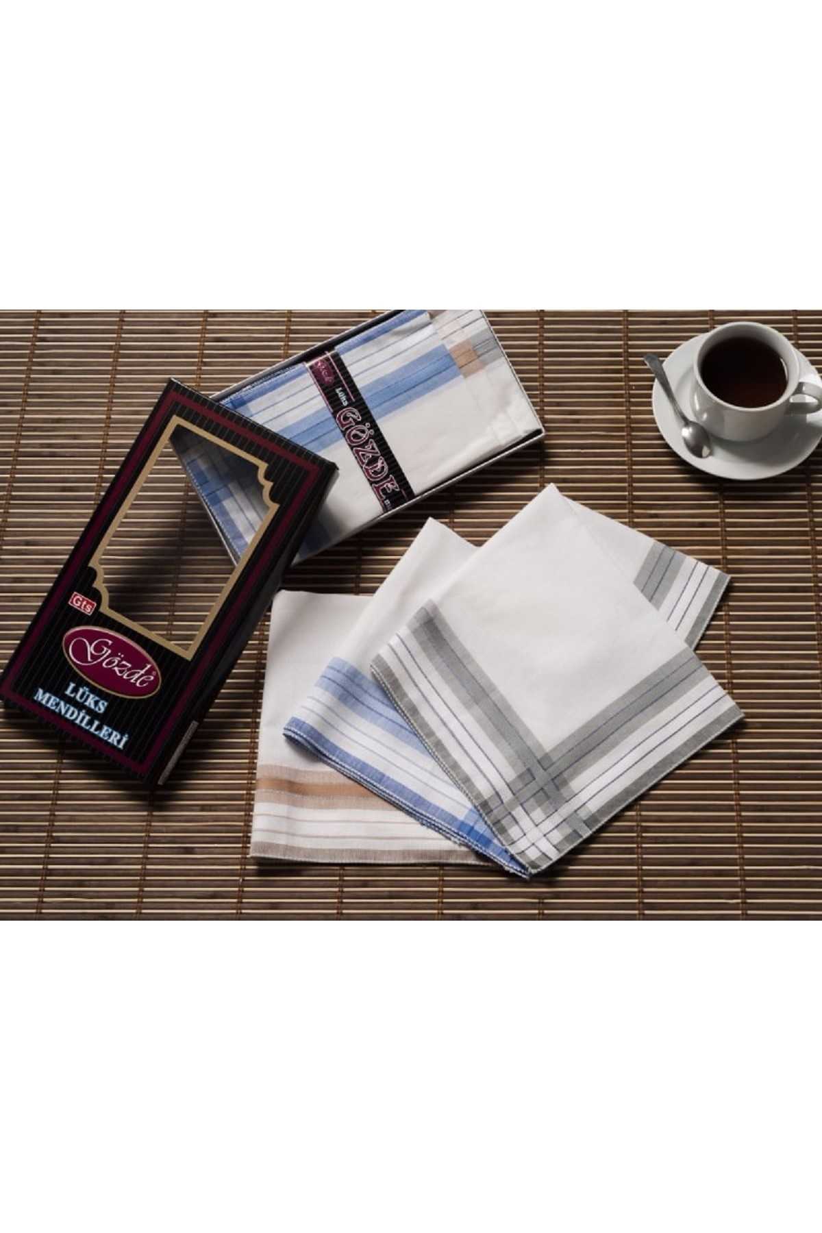 Siyah Kutulu 42x42 cm. Bir Düzine 12 Adet Mendil-GM 06 resmi