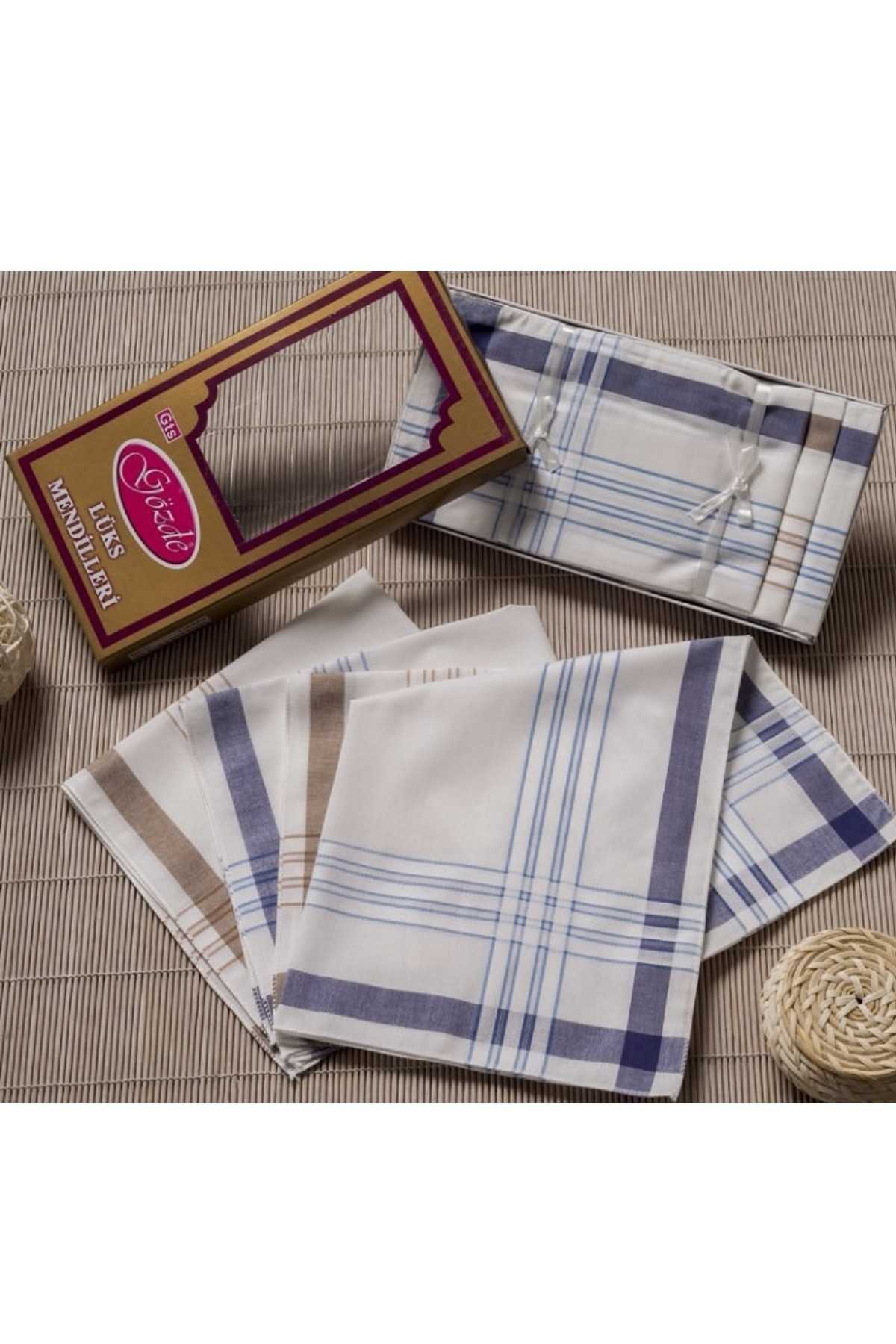 Sarı Kutulu 46x46 cm 12 Adet Kumaş Mendil-GSK 06 resmi