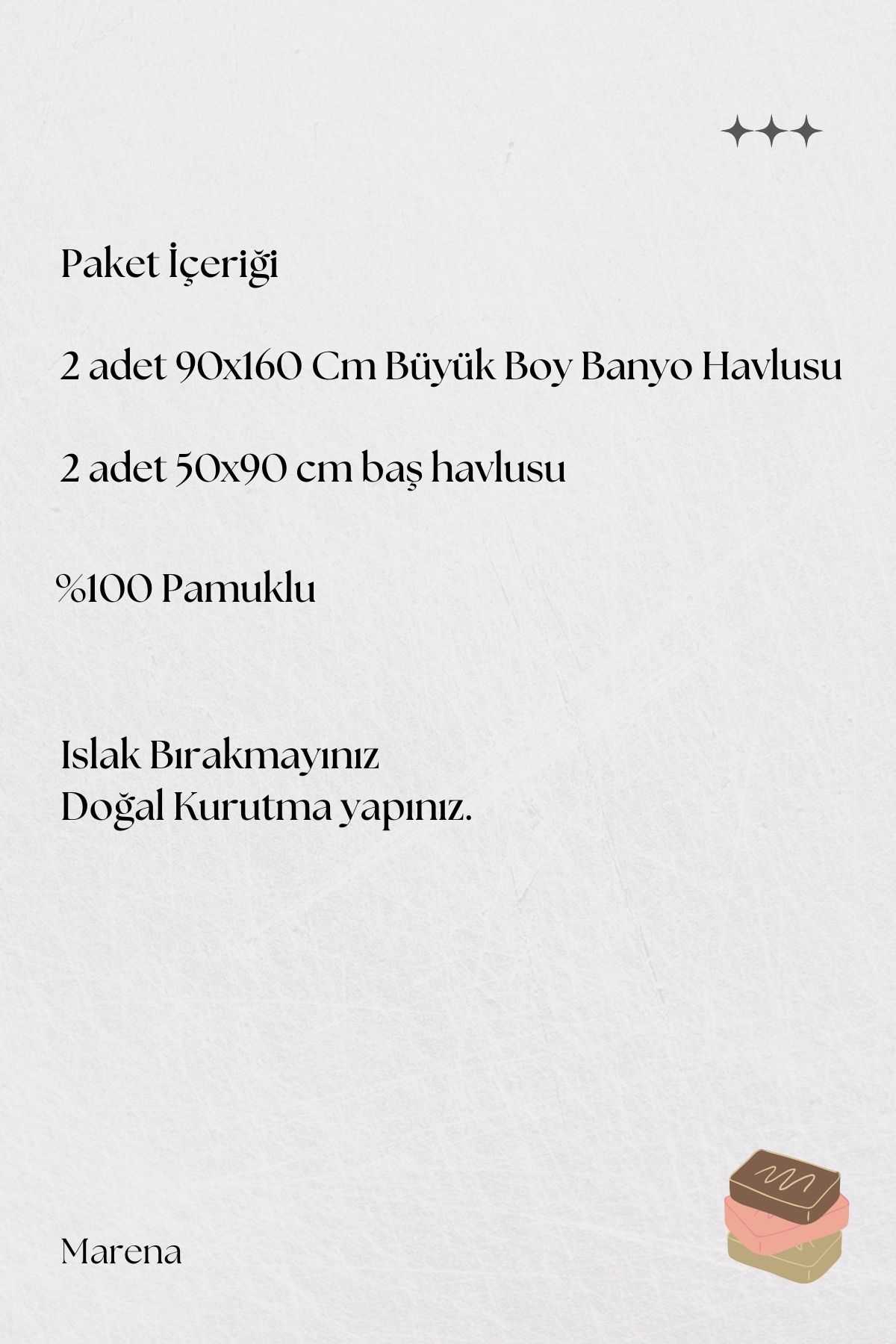 4 Parça Büyük Boy Banyo Havlu Takımı %100 Pamuklu Marena Bej Krem resmi