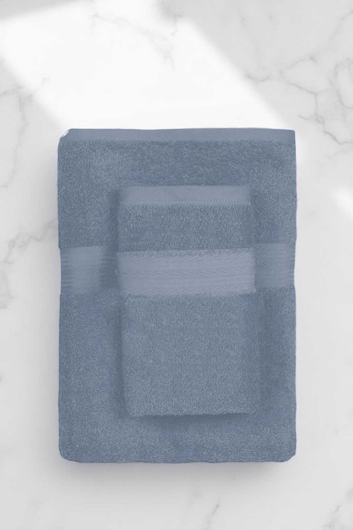 2 Parça Battal Lüks Premium Banyo Spa Havlu Takımı 90x170 Cm İndigo resmi