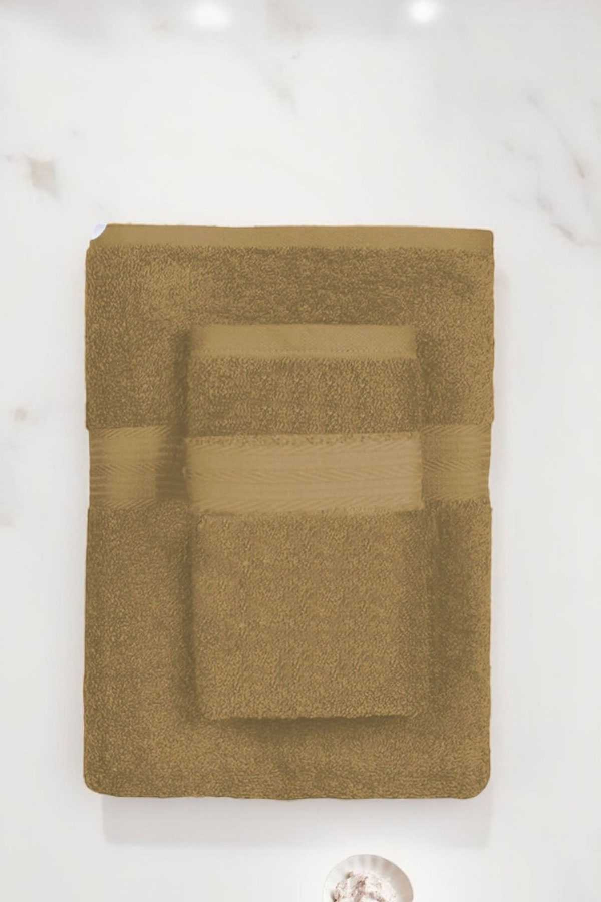 2 Parça Battal Lüks Premium Banyo Spa Havlu Takımı 90x170 Cm Kahve resmi