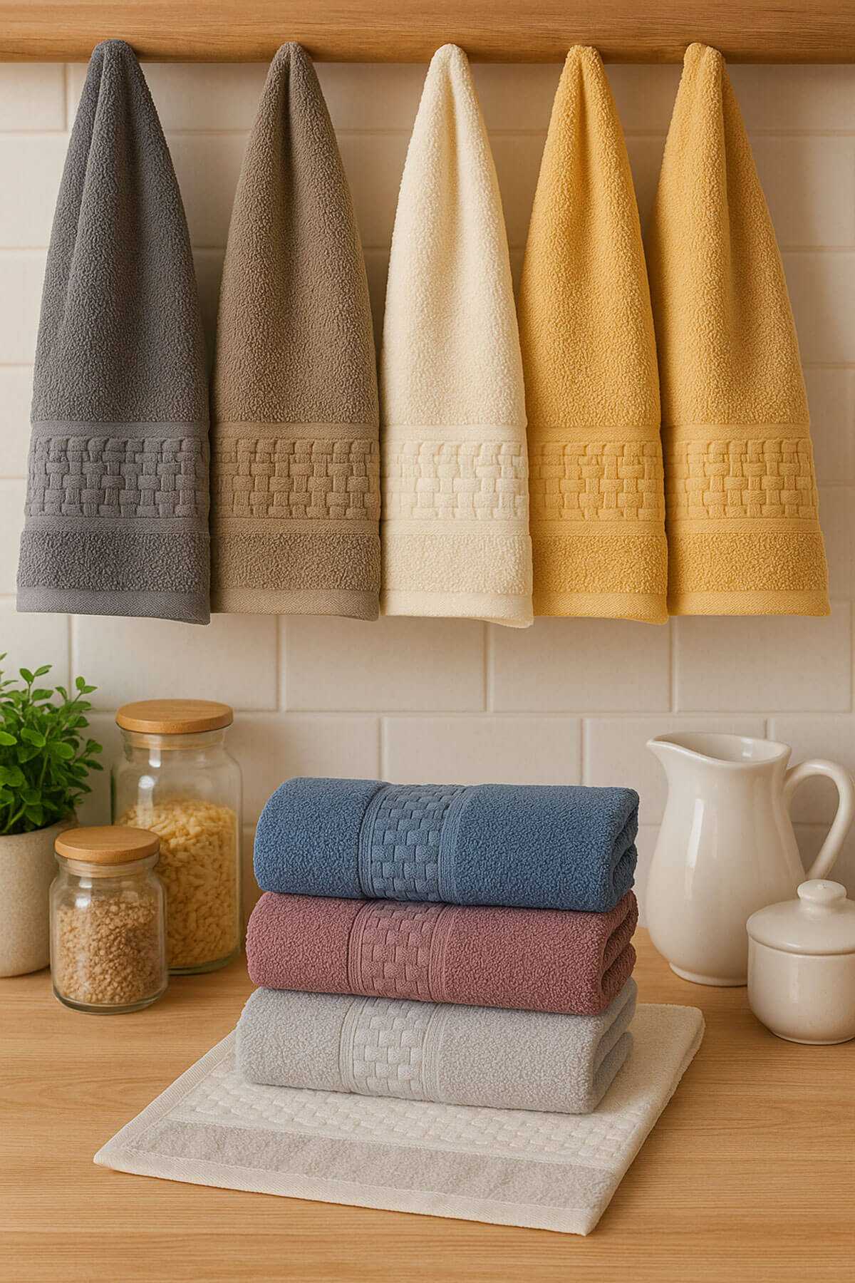 6 Parça Mutfak Havlusu Seti %100 Pamuklu Tendy resmi