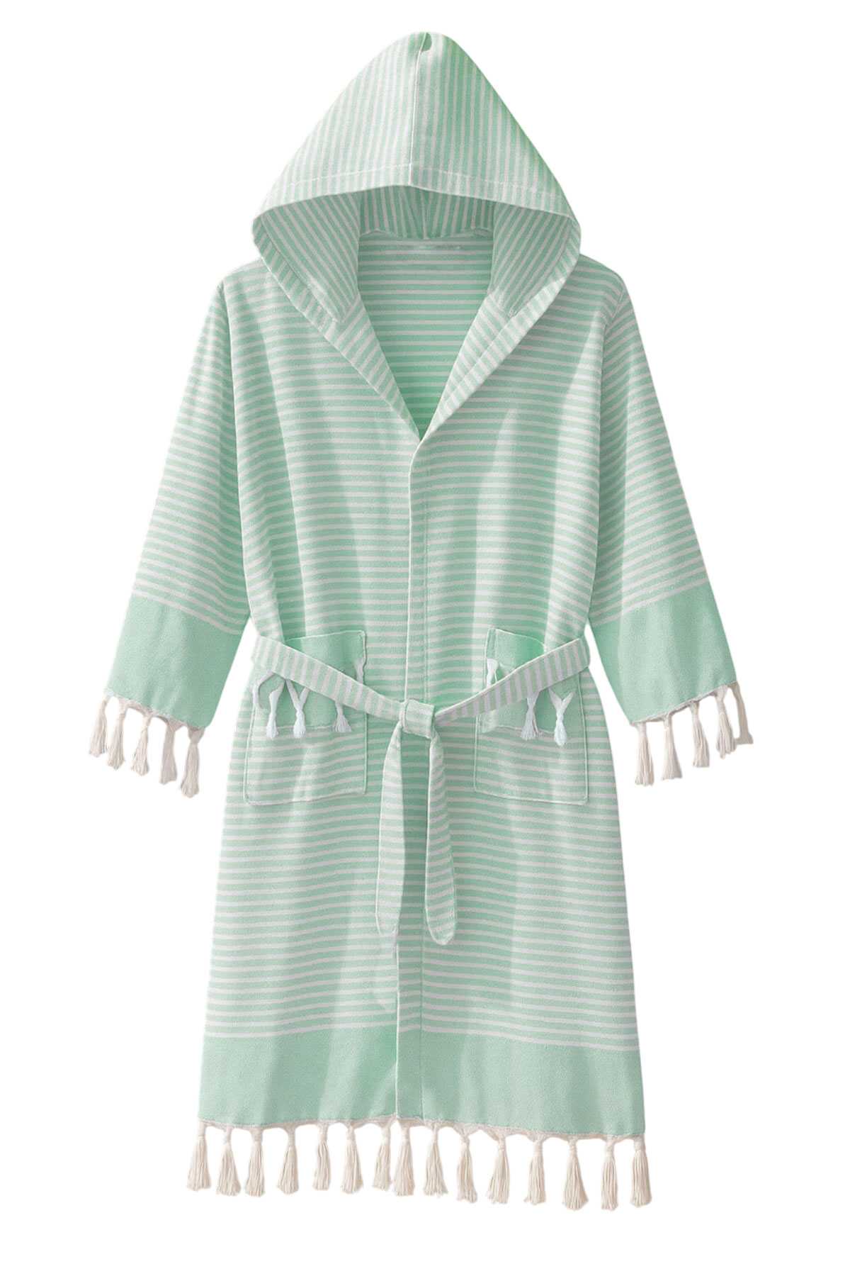 Kapşonlu Unisex Peştamal Plaj Bornozu  %100 Pamuklu Marelina Yeşil resmi