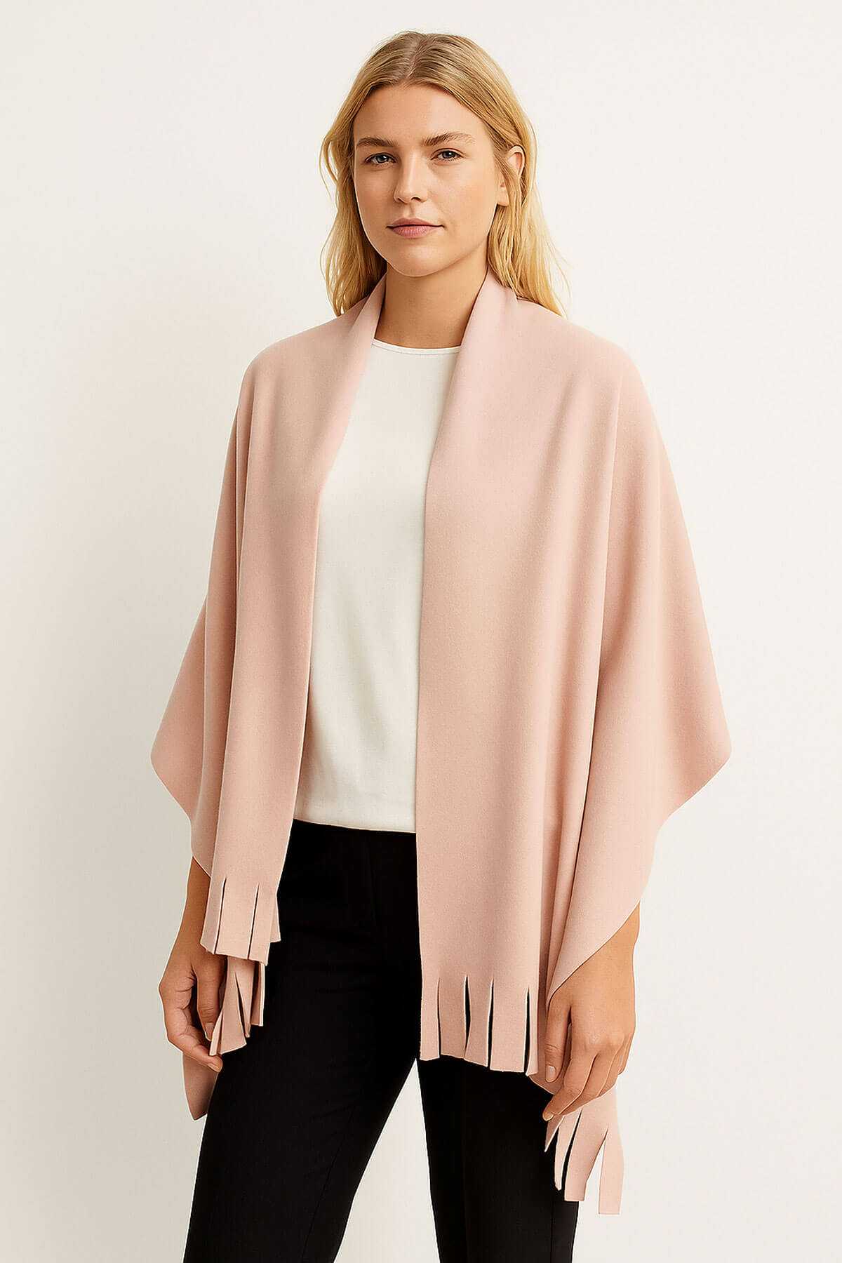 Softiva Polar Omuz Şalı 70x180 cm Unisex Kışlık Şal Pudra resmi