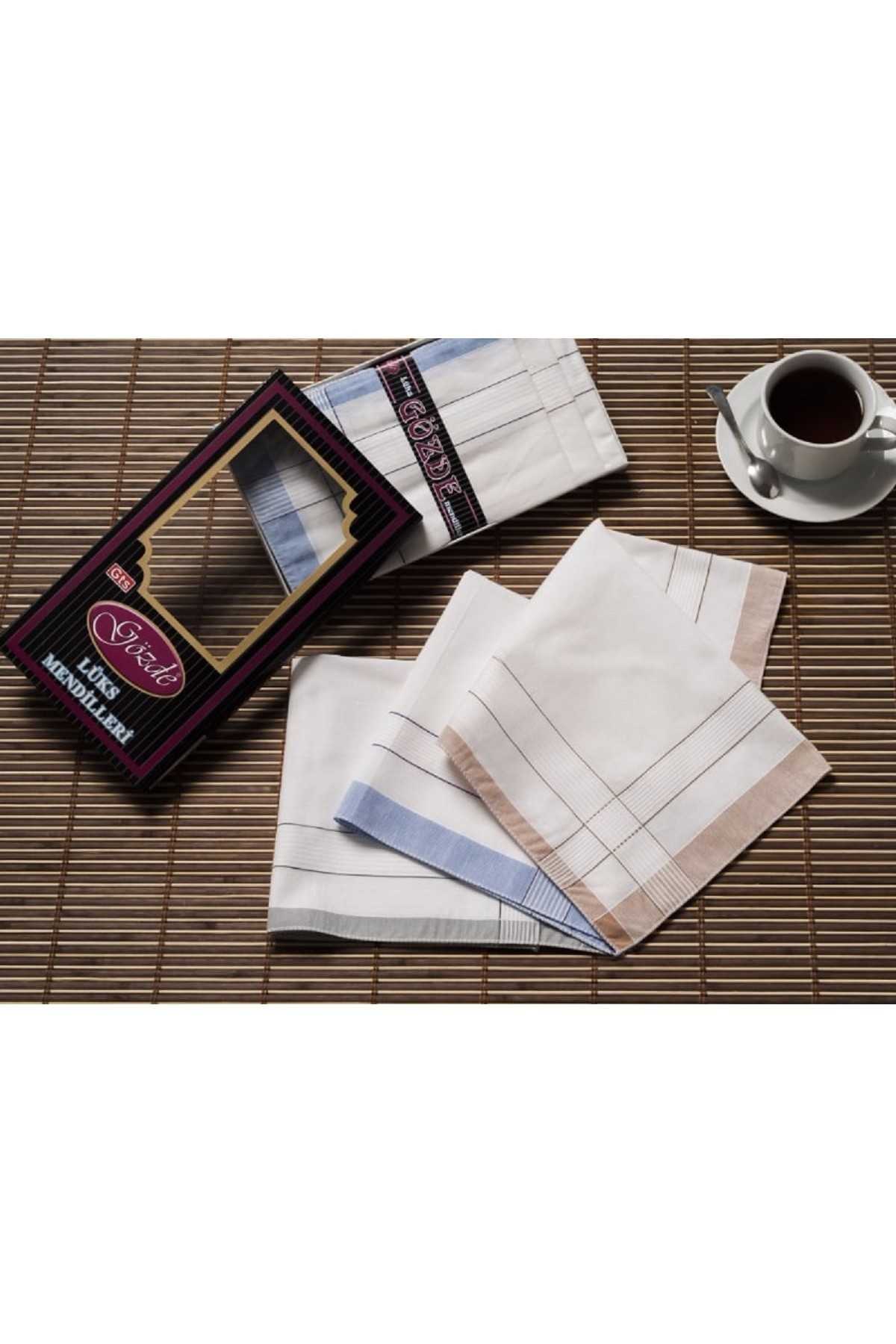 Siyah Kutulu 42x42 cm 12 Adet Kumaş Mendil-GM 01 resmi