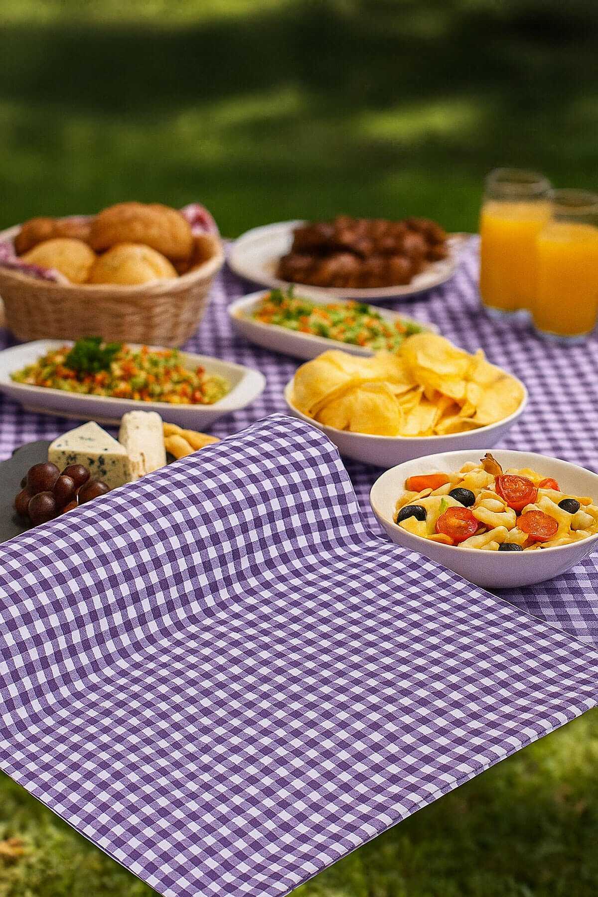 Zefir Desen Sofra Bezi Masa Örtüsü 170 x 170 Cm Lila resmi