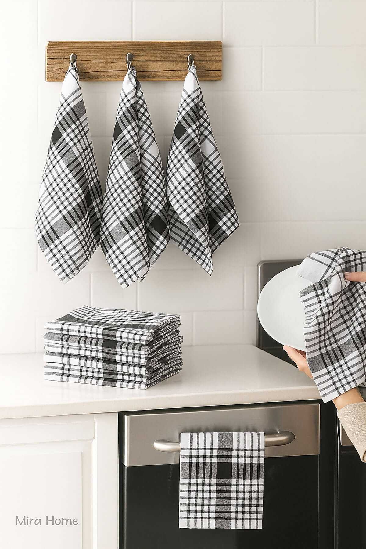 10 lu Lüks Bulaşık Kurulama Bezi ve Mutfak Peçetesi 50x70 Cm Daily Siyah resmi