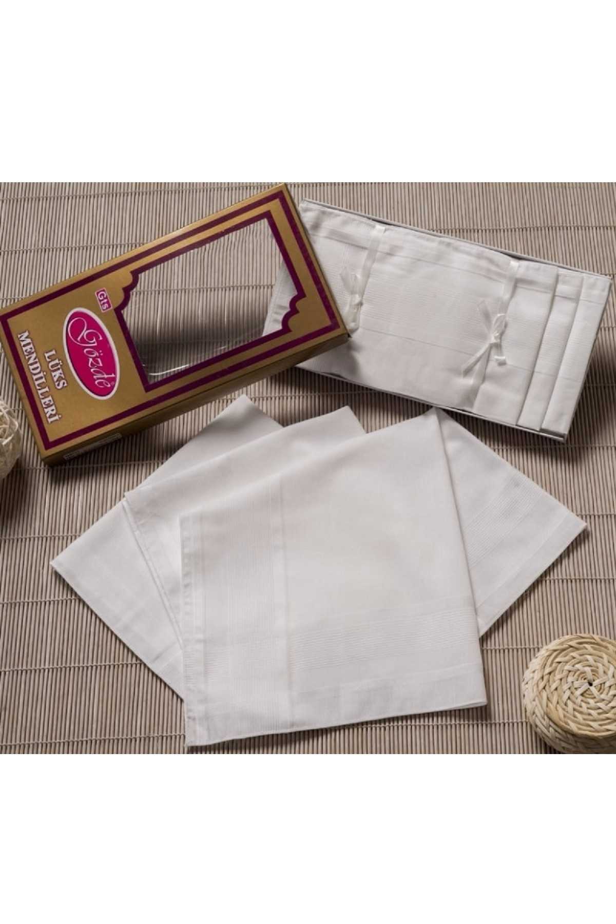 12 Lİ 46X46 Cm El Cep Beyaz Mendil Beyaz resmi