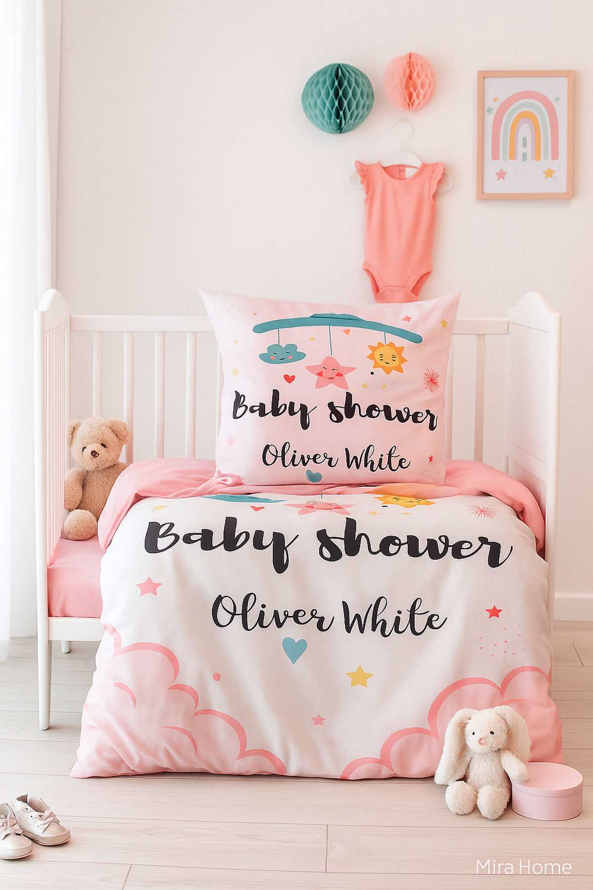 Yenidoğan Kız Bebek Nevresim Takımı %100 Pamuklu  Baby Shower White resmi