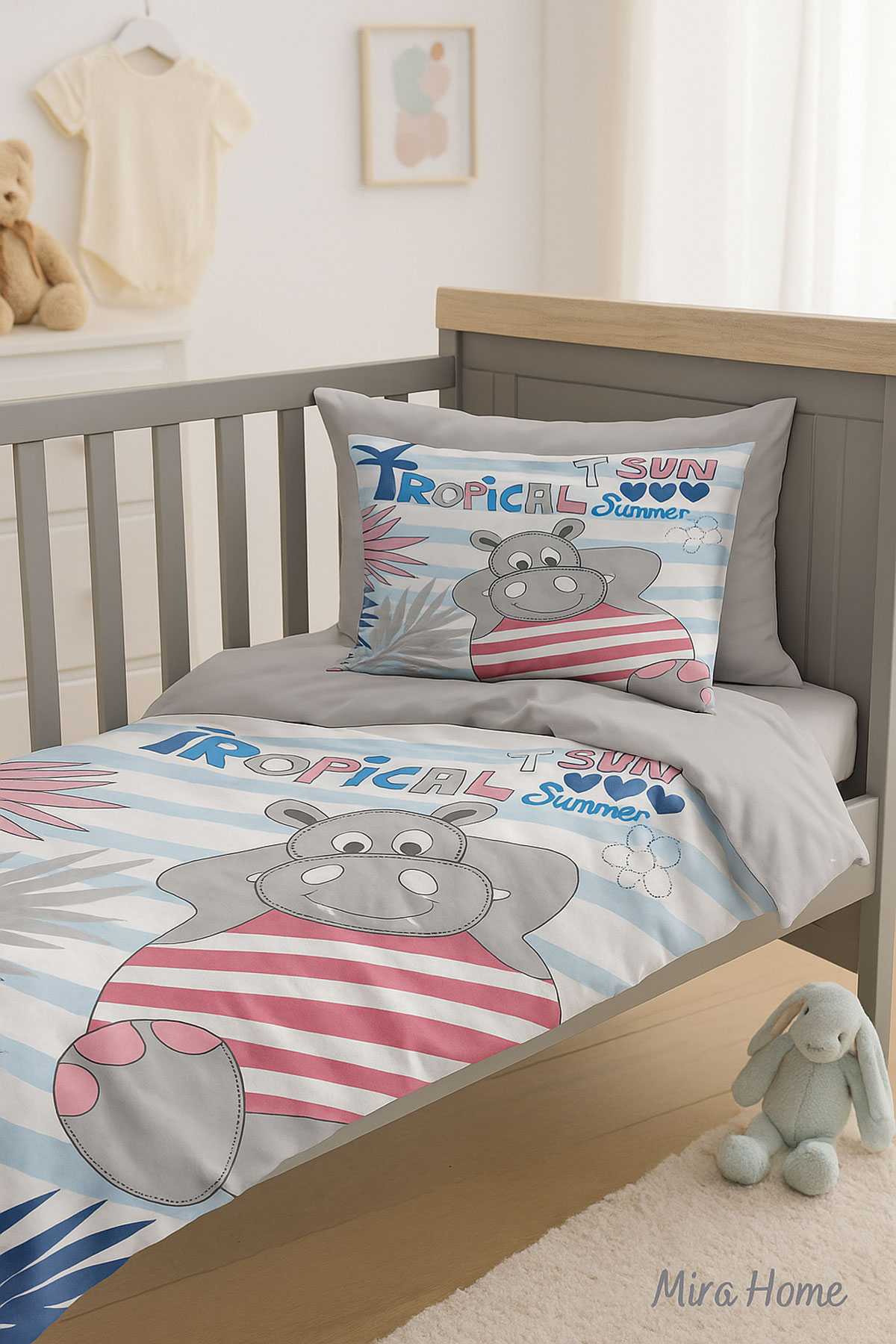 Yenidoğan Erkek Bebek Nevresim Takımı %100 Pamuklu Tropical Summer resmi