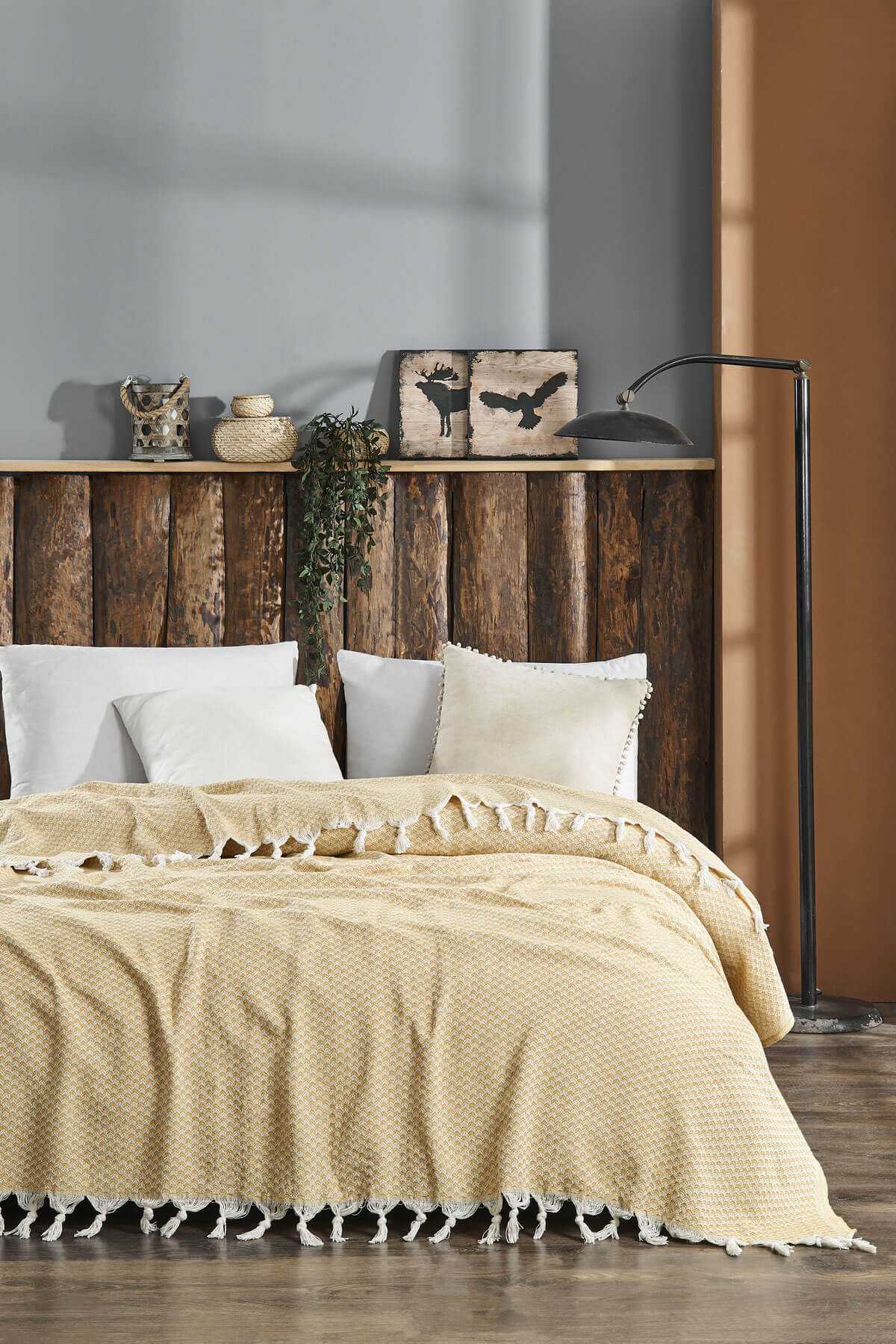 Çift Kişilik Yatak Pikesi Yelda Sarı 200 x 230 Cm resmi