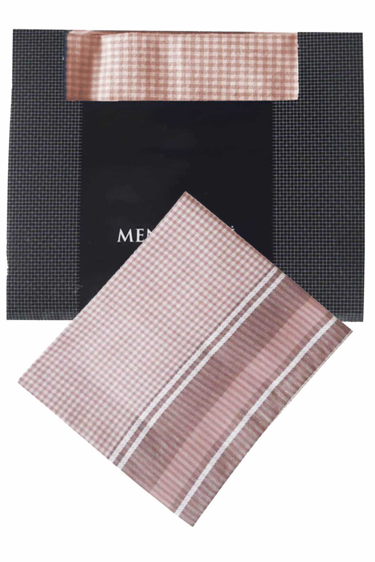 3’lü Özel Paket Premium Erkek Mendil Seti  %100 Pamuk 42x42 cm Kahve resmi