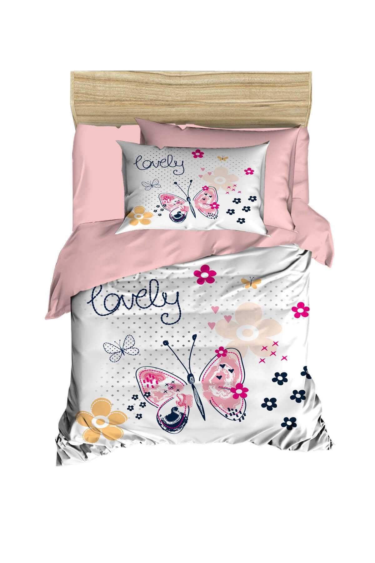 Dijital Baskılı 3d Pamuklu Yenidoğan Bebek Nevresim Takımı Lovely Butterfly resmi
