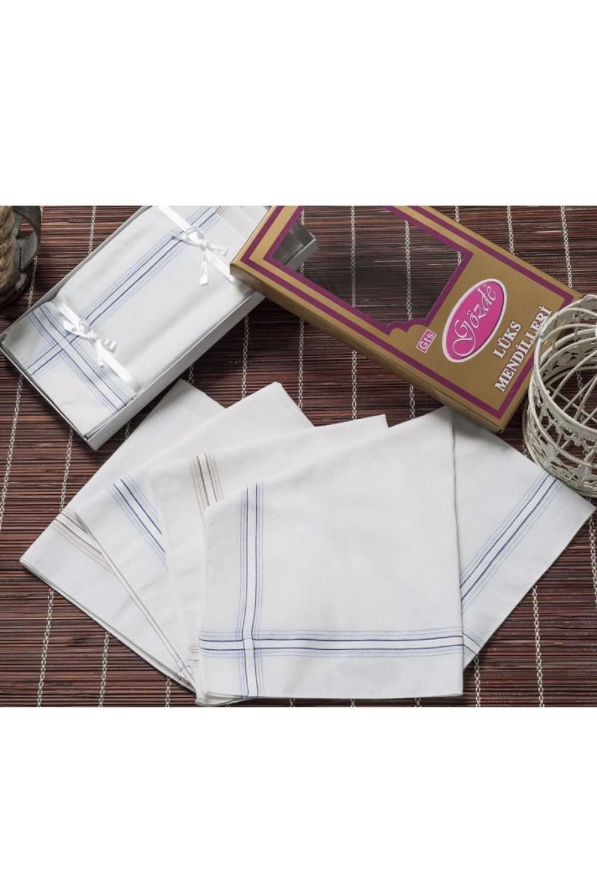 Sarı Kutulu 46x46 cm 12 Adet Kumaş Mendil-GSK 02 resmi