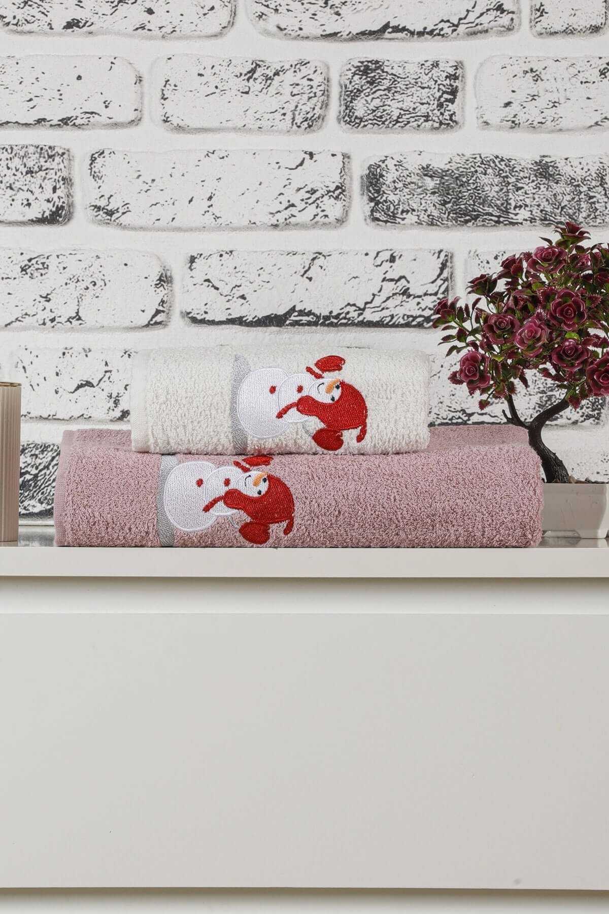 Mira Home Banyo Havlusu Takımı Kardanadam Nakışlı resmi