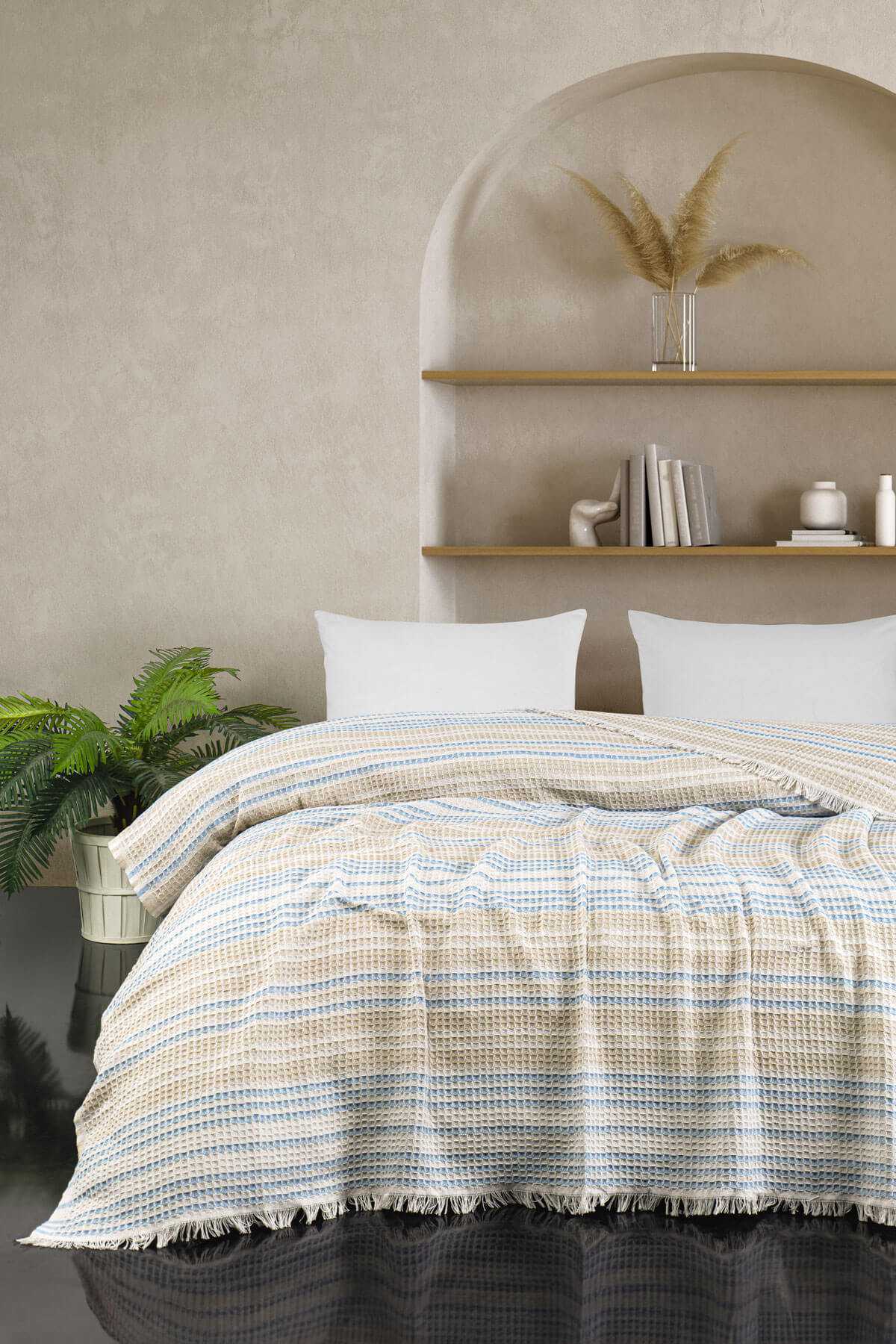 Çift Kişilik Yatak Pikesi Güneş Bej 200 x 230 Cm resmi