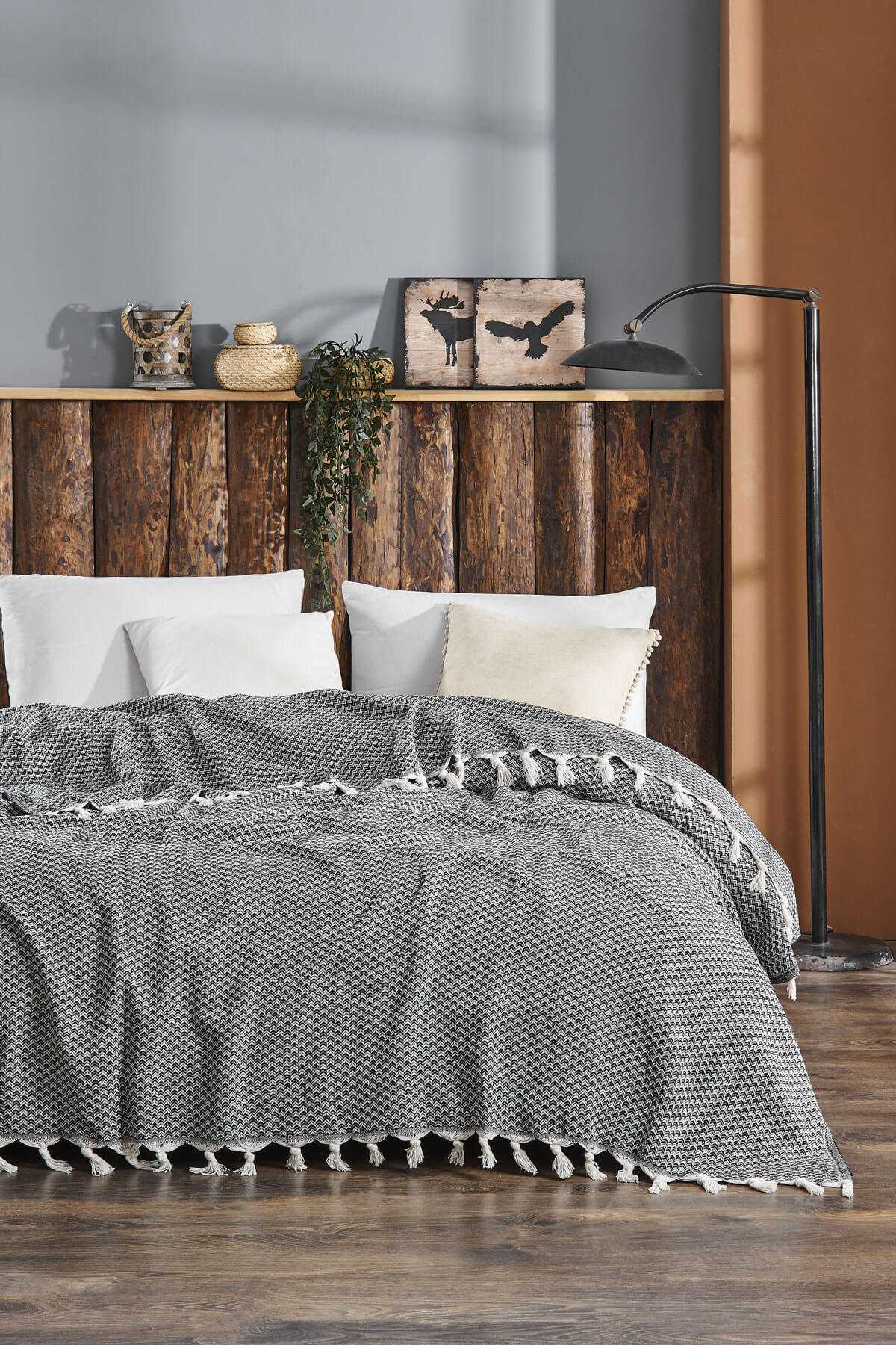 Çift Kişilik Yatak Pikesi Yelda Antrasit 200 x 230 Cm resmi