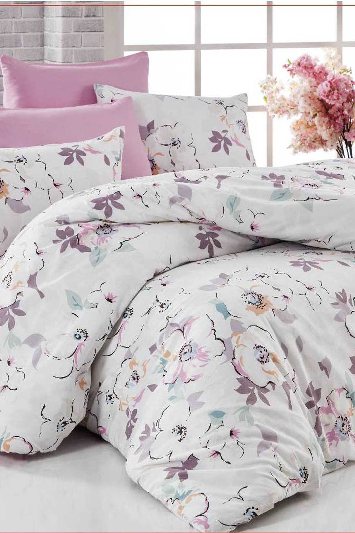 Çift Kişilik Nevresim Takımı Pamuklu Lavanta Baharı resmi