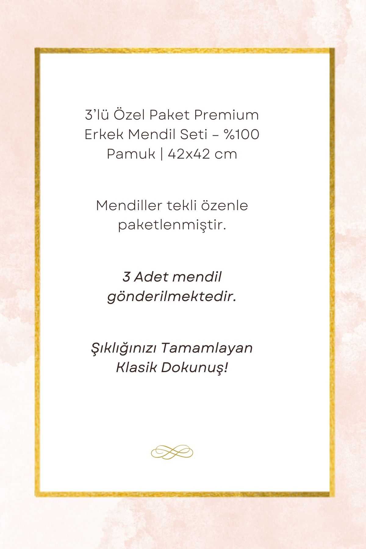 3’lü Özel Paket Premium Erkek Mendil Seti  %100 Pamuk 42x42 cm Kahve resmi