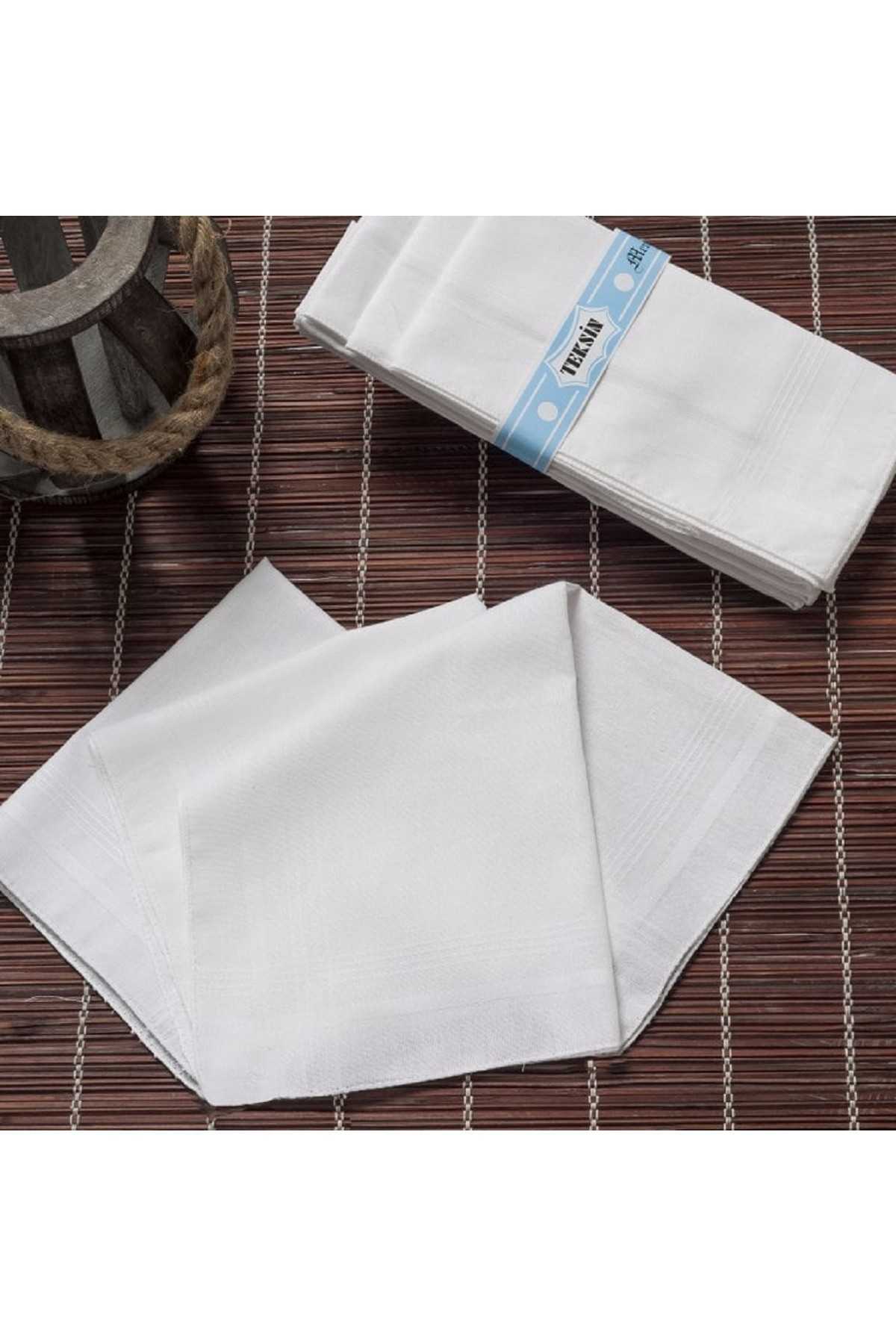 Teksin 36x36 cm. Bir Düzine 12 Adet Mendil TM Beyaz resmi