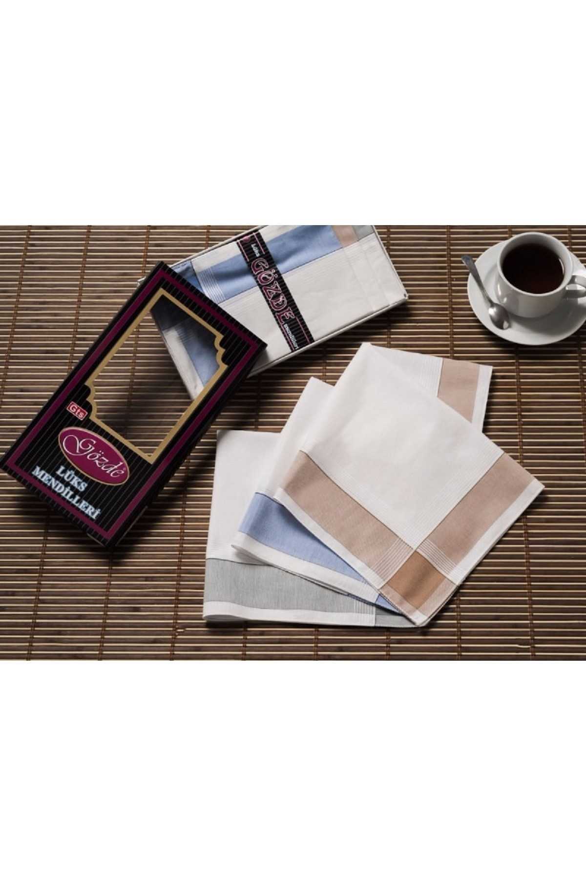 12 Lİ El Cep Kumaş Mendil 42x42 Cm Pamuklu GM02 resmi