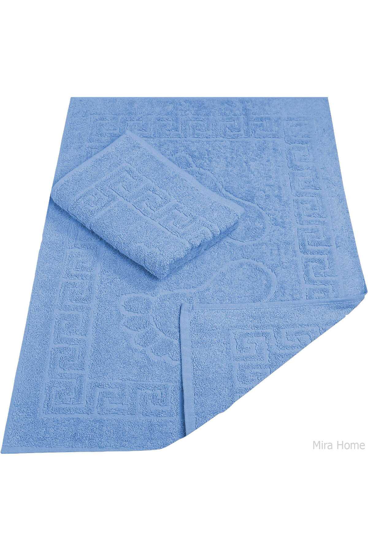 2 Li Banyo Ayak Havlusu %100 Pamuk 50X70 Cm Menesch Mavi resmi