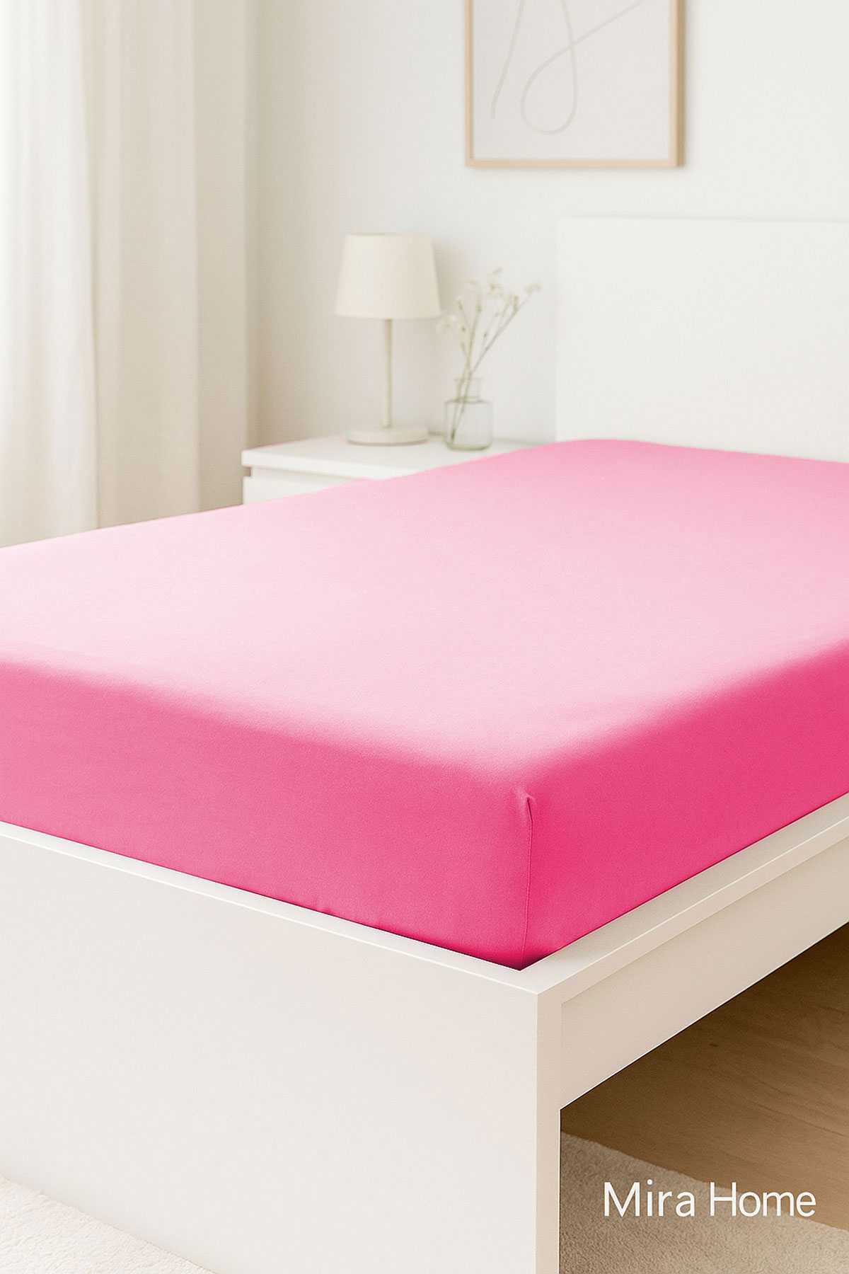 Çift Kişilik Düz Penye  %100 Pamuklu Lastikli Çarşaf 200X200 Cm Battal  Boy Newsheet Mor resmi