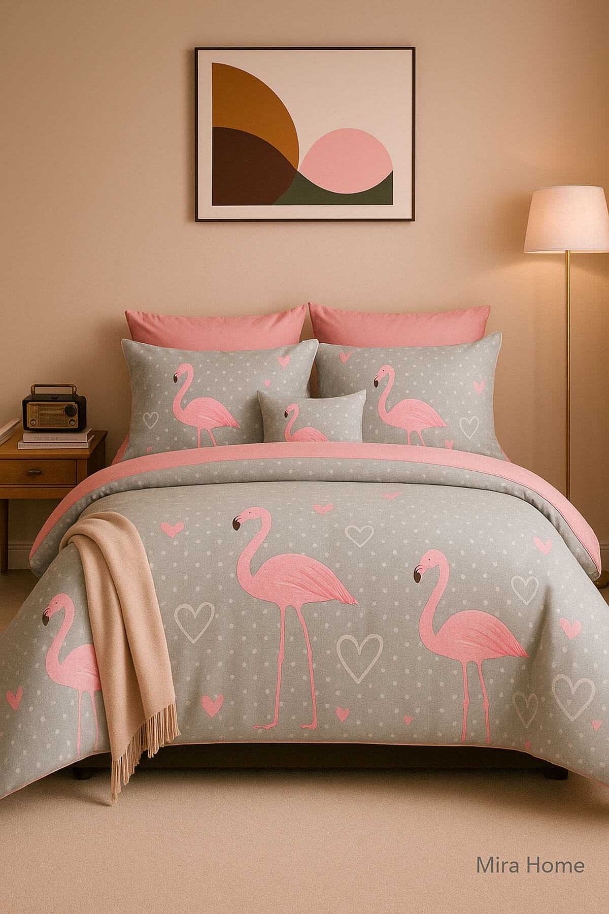 Çift Kişilik Pamuklu Nevresim Takımı Flamingo Love resmi