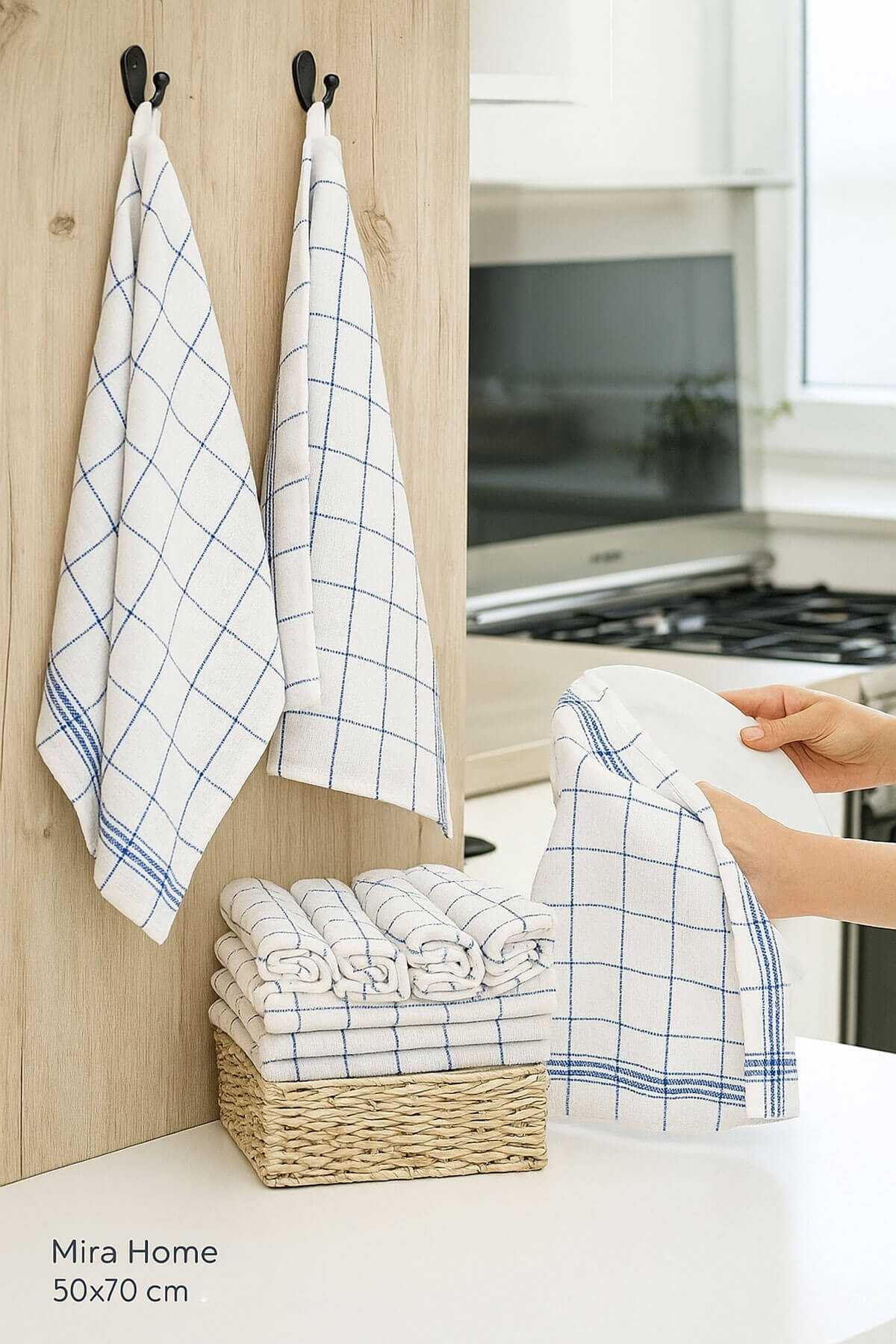 10 lu Lüks Bulaşık Kurulama Bezi ve Mutfak Peçetesi 50x70 Cm Daily Beyaz resmi
