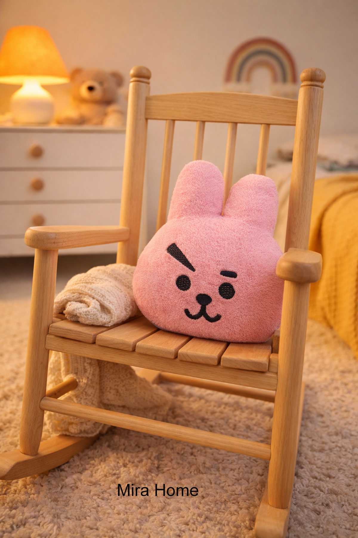 Dekoratif Pelüş Tavşan Çocuk Yastığı  25x30 cm Pembe resmi