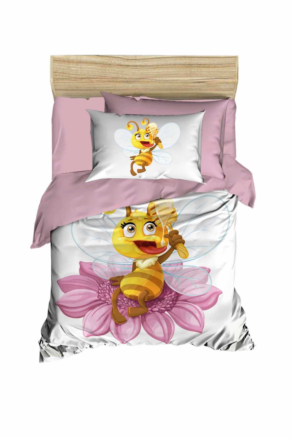 Yenidoğan Kız Bebek Nevresim Takımı %100 Pamuklu Lady Bee resmi