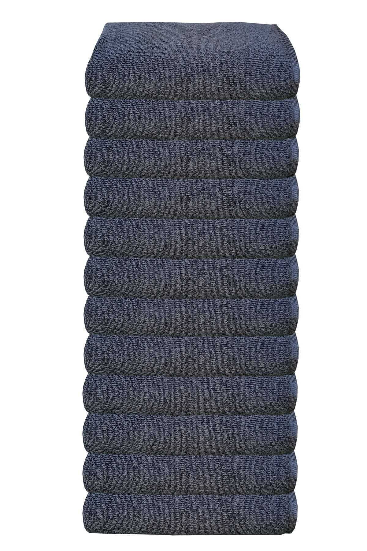 12li Paket Boya Tutmayan Mikrofiber El Yüz Spor Kuaför Havlusu 50X90 Cm resmi